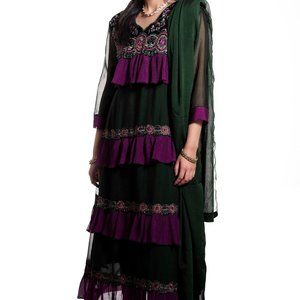 Ruffled Green Long Maxi Dress